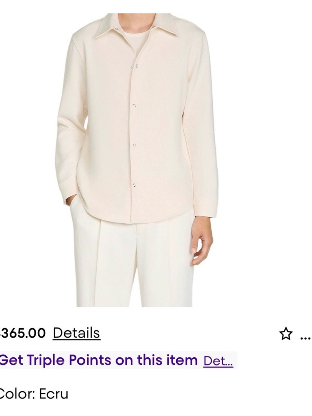 NWT Sandro Long-Sleeve Jersey Shirt in Cream size XL L